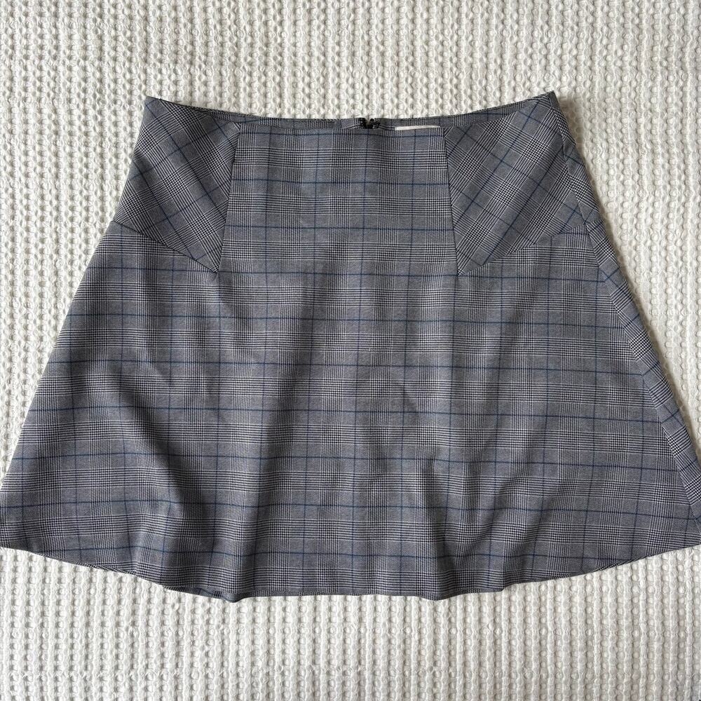 NWT LOFT Gray Plaid Academia Skater Skirt 14